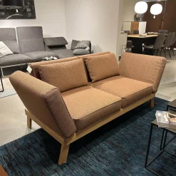 Sofa Lofoten Lounge Stoff 5275 51 Orange Braun Gestell Eiche Hell Geölt