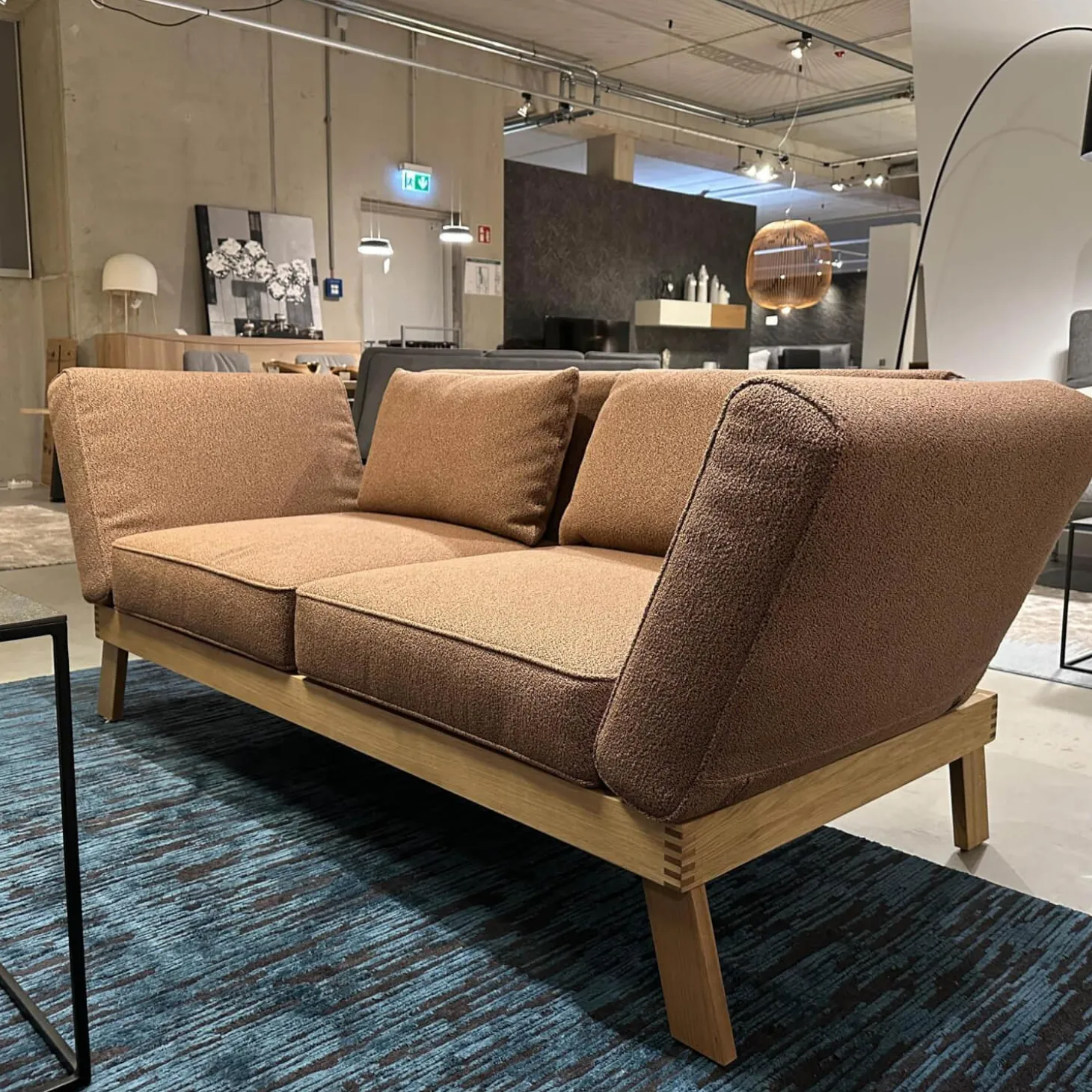 Sofa Lofoten Lounge Stoff 5275 51 Orange Braun Gestell Eiche Hell Geölt
