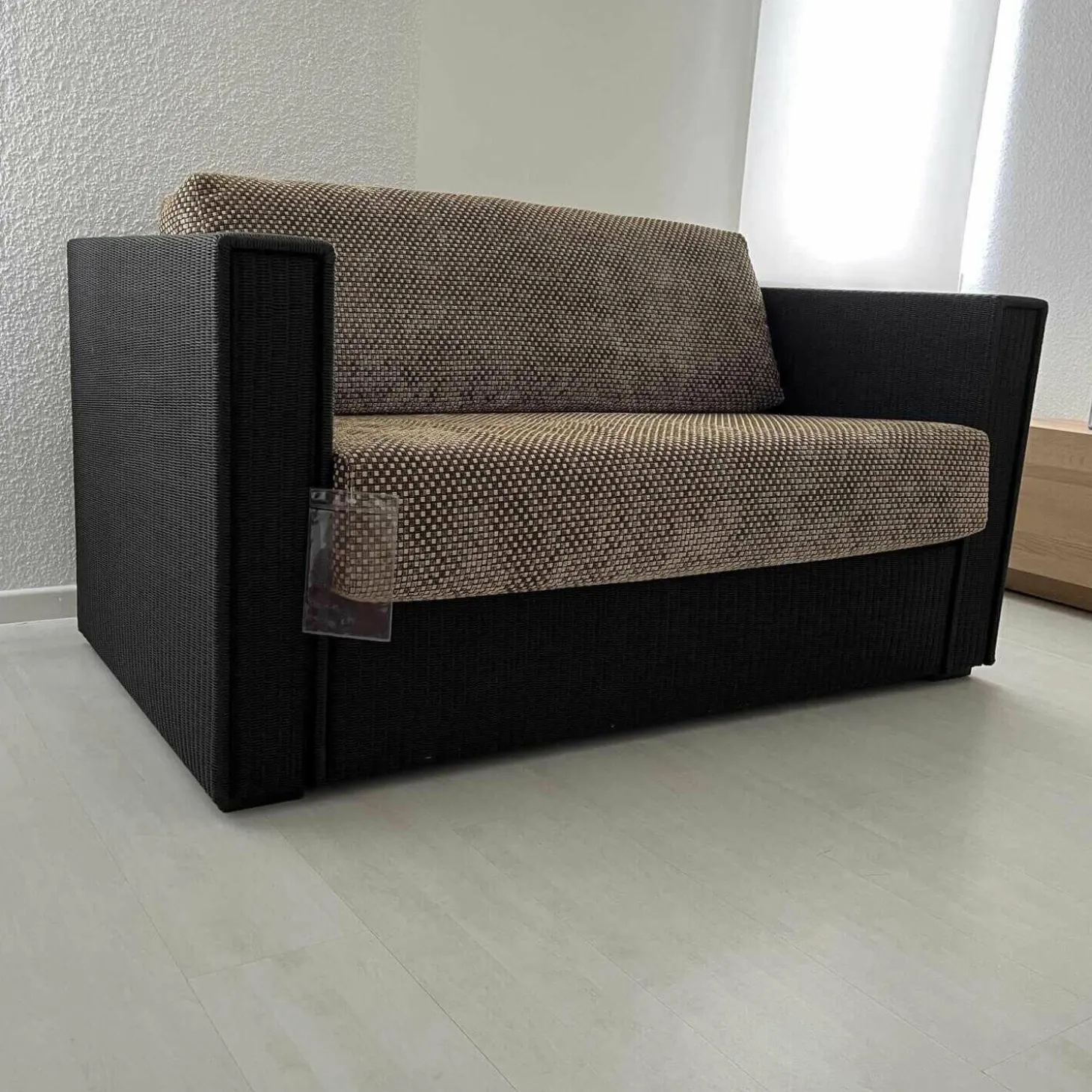 Sofa Loft Small 150 Stoff Holzrahmen Mit Geflecht Bezogen Braun Schwarz