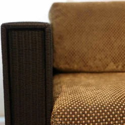 Sofa Loft Small 150 Stoff Holzrahmen Mit Geflecht Bezogen Braun Schwarz