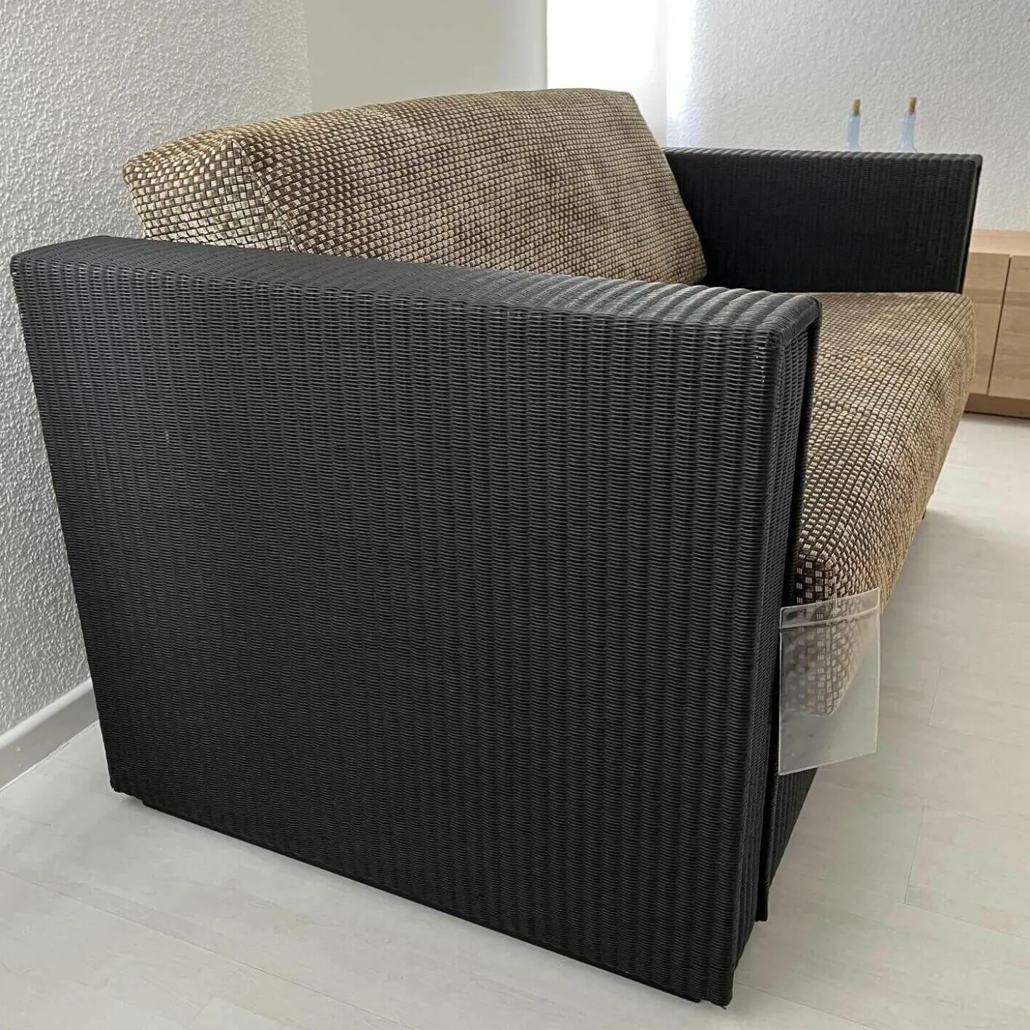 Sofa Loft Small 150 Stoff Holzrahmen Mit Geflecht Bezogen Braun Schwarz