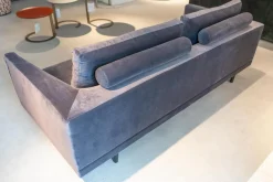 Sofa Long Island Bezug Stoff City Velvet Reloaded CA7832 095 Grau Metallfuß Schwarz Mit Rückenkissen