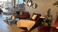 Sofa Long Island Stoff Cooper BW 1779 111 Rot Fuß Eiche Wengefarbig Gebeizt Schwarz Inklusive Tisch Terrazzo Levanto Und Kissen