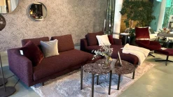 Sofa Long Island Stoff Cooper BW 1779 111 Rot Fuß Eiche Wengefarbig Gebeizt Schwarz Inklusive Tisch Terrazzo Levanto Und Kissen