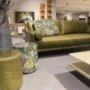 Sofa L-Tiffany Leder 19043 Olive Grün mit Rolle und Kissen