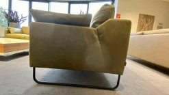 Sofa L-Tiffany Leder 19043 Olive Grün mit Rolle und Kissen