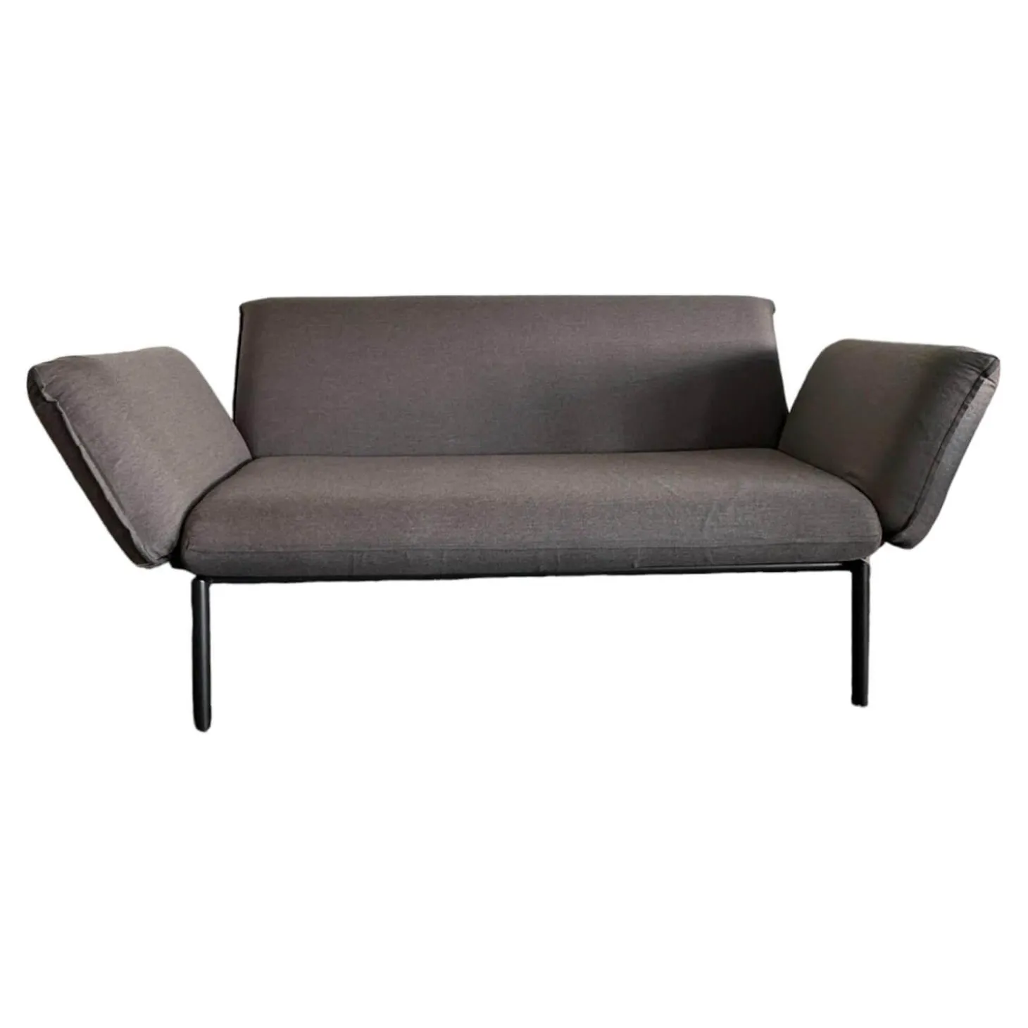 Sofa Luna Lounge Dining Outdoor Bezug Stoff Sunbrella Charcoal Chine Grau Gestell Edelstahl Anthrazit Strukturlack