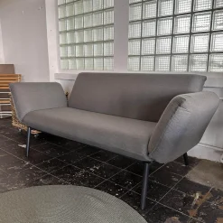 Sofa Luna Lounge Dining Outdoor Bezug Stoff Sunbrella Charcoal Chine Grau Gestell Edelstahl Anthrazit Strukturlack