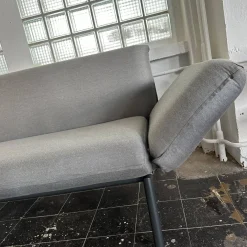 Sofa Luna Lounge Dining Outdoor Bezug Stoff Sunbrella Charcoal Chine Grau Gestell Edelstahl Anthrazit Strukturlack