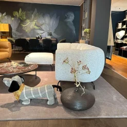 Sofa Magnolia Stoff 6450 49 Grau Metall Schwarz Pulverbeschichtet Inklusive Hockerbank