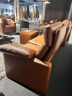 Sofa Manhattan 250 Leder Sierra Antik 001 Braun Gestell Stahl Inklusive Hocker Soho Und Kissen