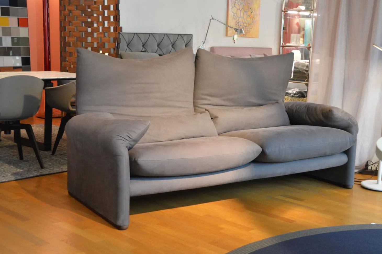 Sofa Maralunga Maxi 675 Y2 Nubukleder 13Z506 Moka Grau Braun Erdfarbend