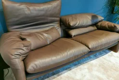 Sofa Maralunga Maxi Leder Braun mit Verstellfunktionen Füße Walnuss