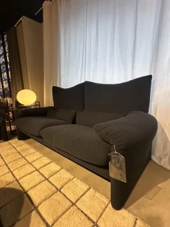 Sofa Maralunga Maxi Stoff Look Notte Blau Füße Noce Canaletto