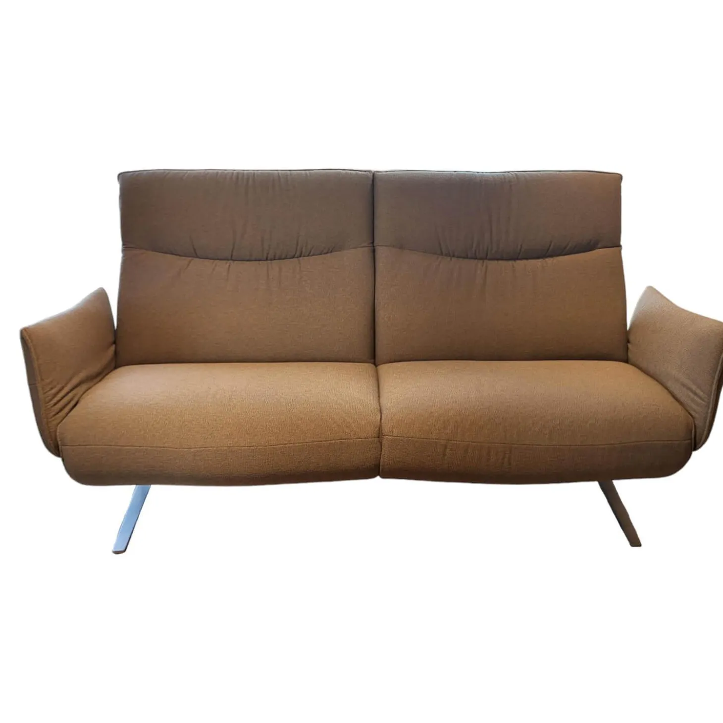 Sofa Marsala Bezug Stoff Q2 Fashion Grau Beige Gestell Edelstahloptik Gebürstet Mit Verstellbaren Armlehnen