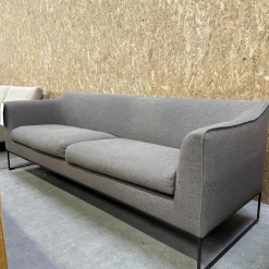 Sofa Mell 17311 Stoff 9127 Braun Grau Fußrahmen Feinstruktur Schwarzbraun Inklusive Filzgleiter