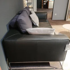 Sofa Mell Leder Semi 286 Schwarz Metalluntergestell Verchromt Inklusive Kissen