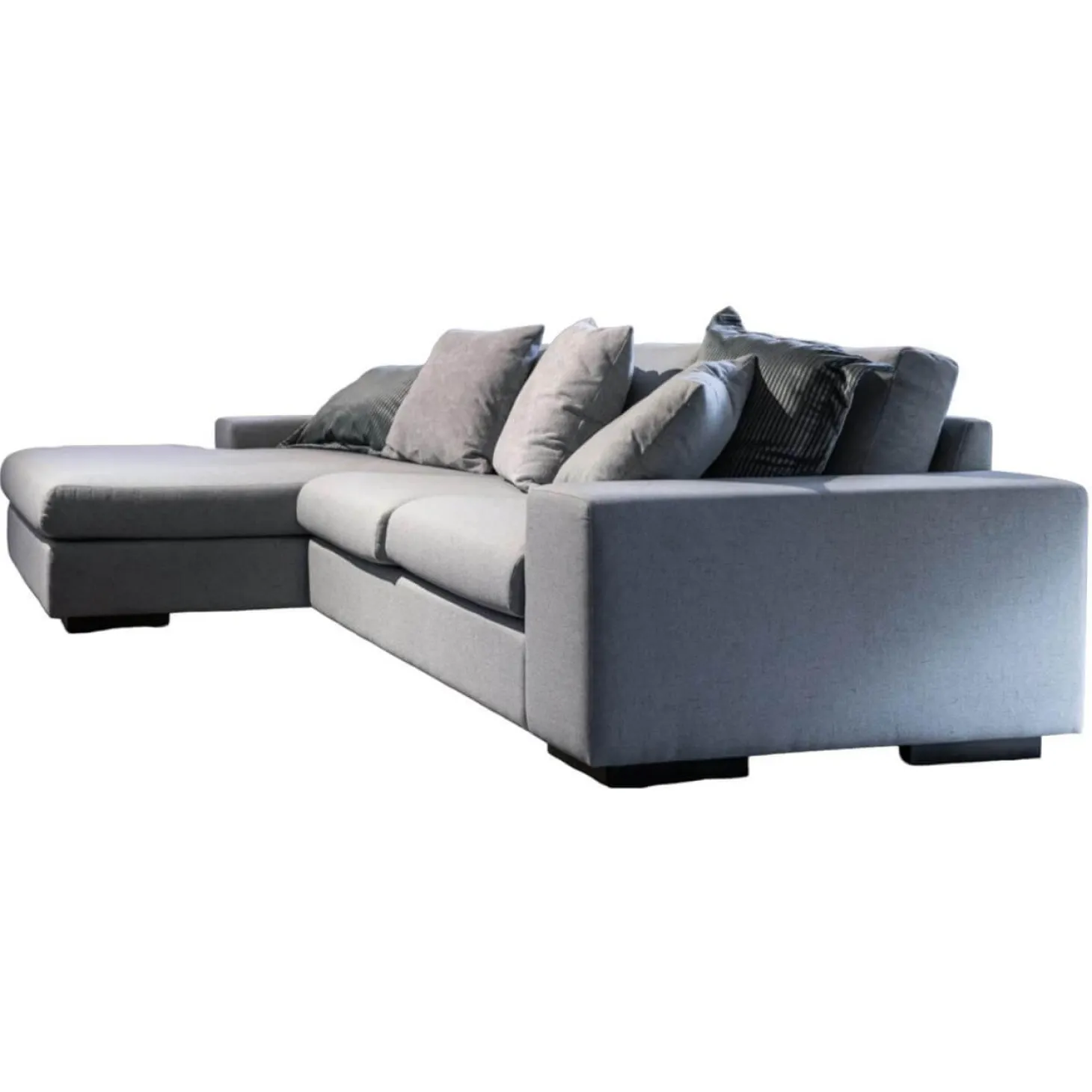 Sofa mit Longchair in Stoff Linea 11 Acqua Blau Grau