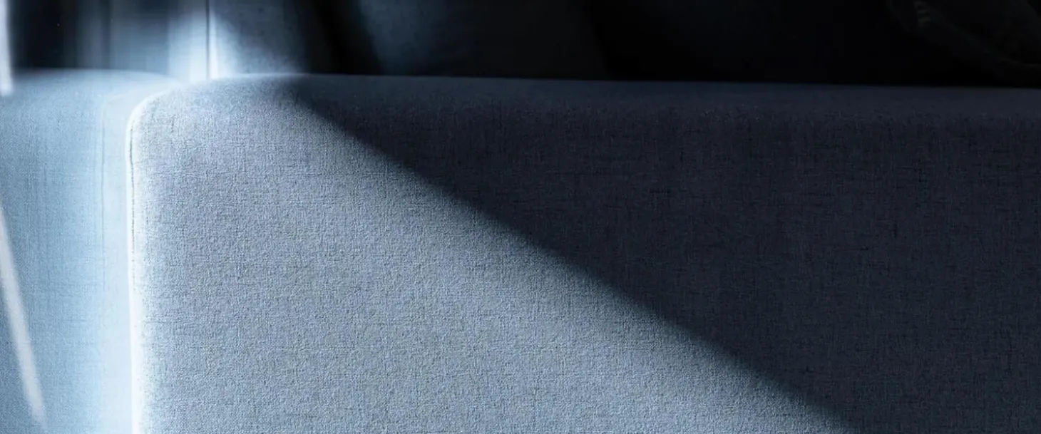 Sofa mit Longchair in Stoff Linea 11 Acqua Blau Grau