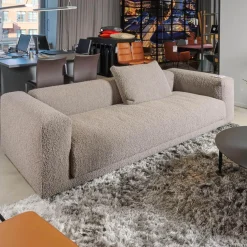 Sofa Moss Stoff 14002 Hellgrau Füße Verchromt Mit Rückenkissen