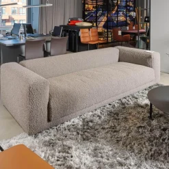 Sofa Moss Stoff 14002 Hellgrau Füße Verchromt Mit Rückenkissen