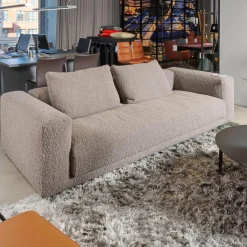 Sofa Moss Stoff 14002 Hellgrau Füße Verchromt Mit Rückenkissen