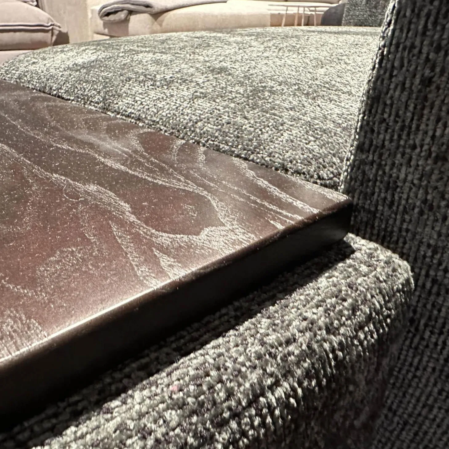 Sofa Motu 3 Teilig Bezug Stoff Genesis 12 Winter Moss Grün Füße Holz Dunkelbraun Inklusive Tischplatte