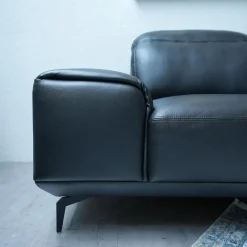 Sofa MR 2490 2-Sitzig Leder Z7399 Nachtschwarz Schwarz LK50 MR Fuß FC3 Metallfuß M99 Schwarz