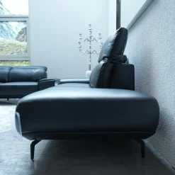 Sofa MR 2490 2-Sitzig Leder Z7399 Nachtschwarz Schwarz LK50 MR Fuß FC3 Metallfuß M99 Schwarz