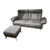Sofa MR 300 Stoff Savanna Grey Grau Metallkufe 447 Schwarz Matt Inklusive Kopfteilverstellung Und Hocker