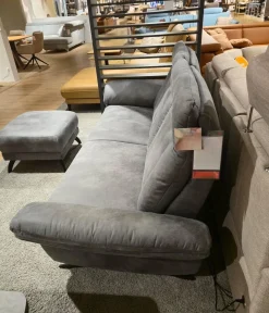 Sofa MR 300 Stoff Savanna Grey Grau Metallkufe 447 Schwarz Matt Inklusive Kopfteilverstellung Und Hocker