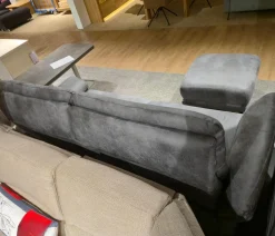 Sofa MR 300 Stoff Savanna Grey Grau Metallkufe 447 Schwarz Matt Inklusive Kopfteilverstellung Und Hocker