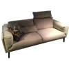 Sofa MR6045E Bezug Stoff Jab 12071 Beige Grau Füße Stahl Lackiert Schwarz Inklusive Einem Lendenkissen Und Einer Kopfstütze