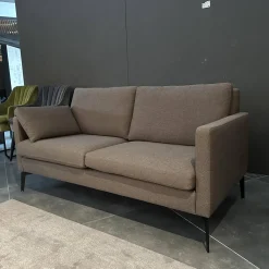 Sofa Nelson Stoff U9999F Braun Graun Metallfüße Schwarz
