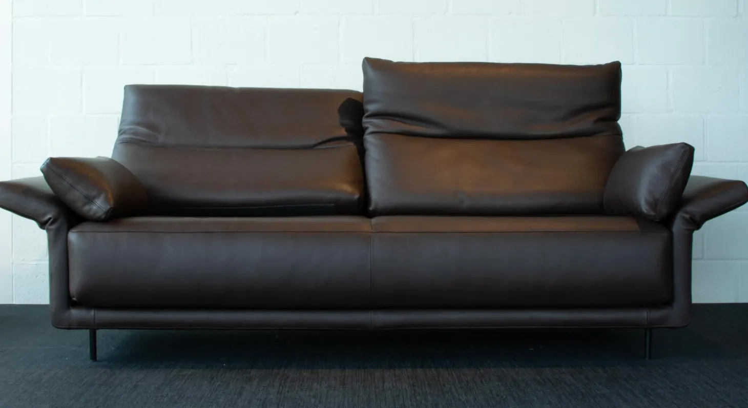 Sofa Nido Bezug Leder Sierra Braun Mit 2 Verstellbaren Rückenkissen Inkusive 2 Armkissen