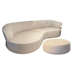 Sofa Nimbo Stoff BW 1775 676 Queen Weiß Beige Inklusive Hocker Nimbo