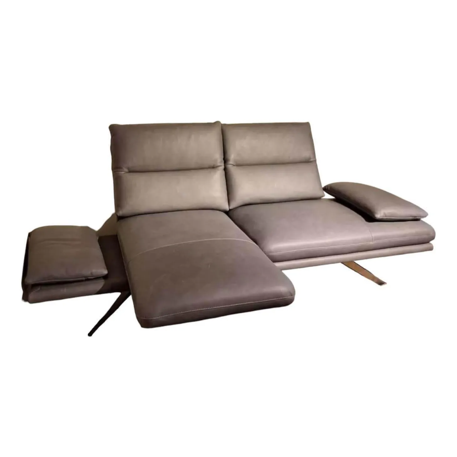 Sofa No 1 Elias Bezug Leder W10 L30 Grau Füße Chrom