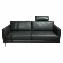 Sofa Omega 3 C Leder Classic Pepper Schwarz Winkelfuß Aluminium Mattiert