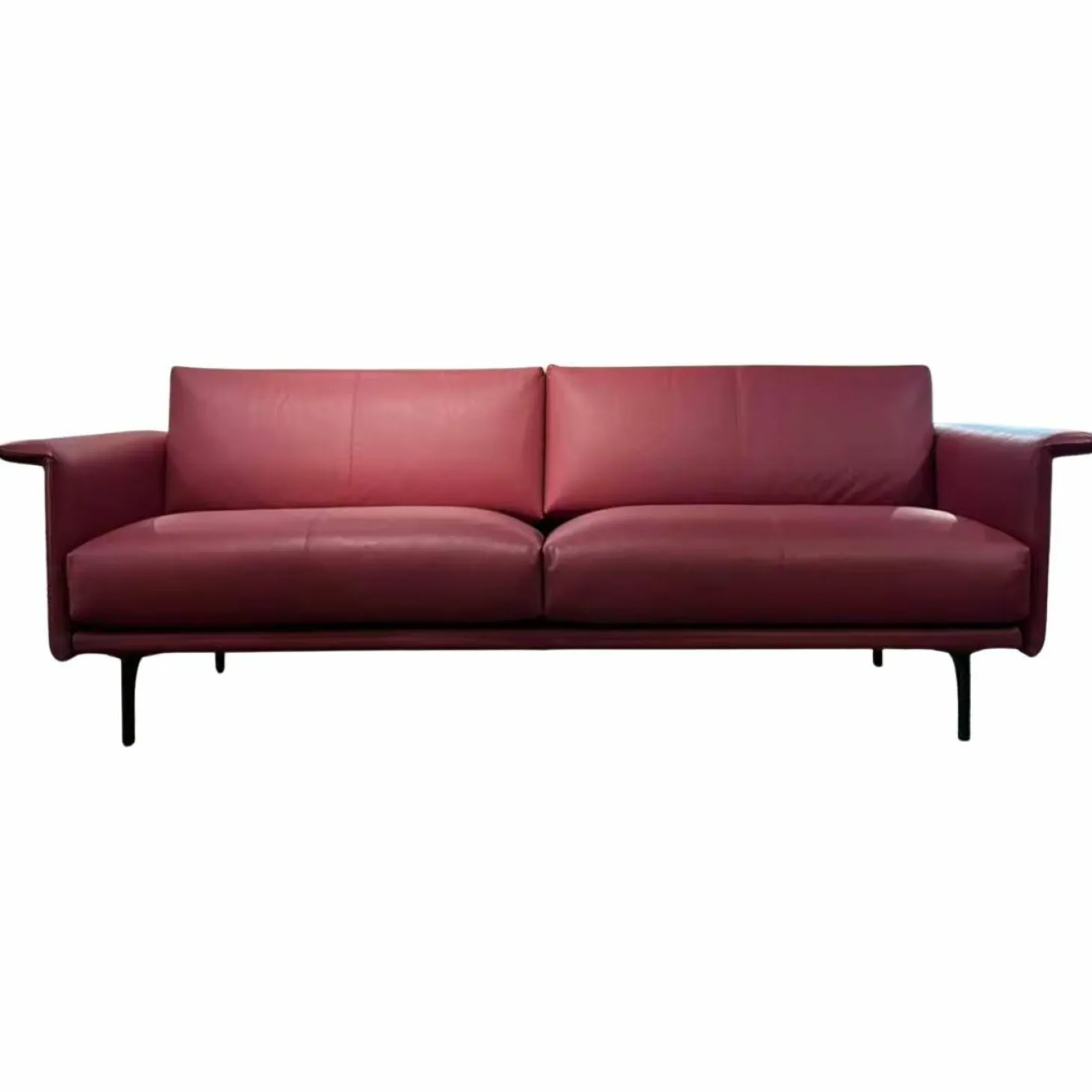 Sofa Otis Leder Cuba Red Füsse Aluminium Schwarz Matt Pulverbeschichtet