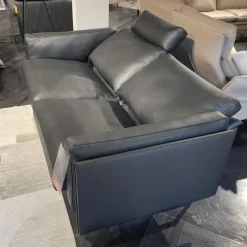 Sofa Panama 400 Bezug Leder K 250 100 Black Schwarz Rohrkufe Hochglanz Mit Kopfstütze