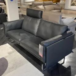 Sofa Panama 400 Bezug Leder K 250 100 Black Schwarz Rohrkufe Hochglanz Mit Kopfstütze