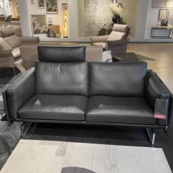 Sofa Panama 400 Bezug Leder K 250 100 Black Schwarz Rohrkufe Hochglanz Mit Kopfstütze