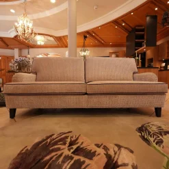 Sofa Passion Bezug Stoff Cam Emilia Beige Mehrfarbig Grau Keder Schwarz Holzfüße Eckig Ohne Rollen