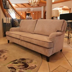 Sofa Passion Bezug Stoff Cam Emilia Beige Mehrfarbig Grau Keder Schwarz Holzfüße Eckig Ohne Rollen