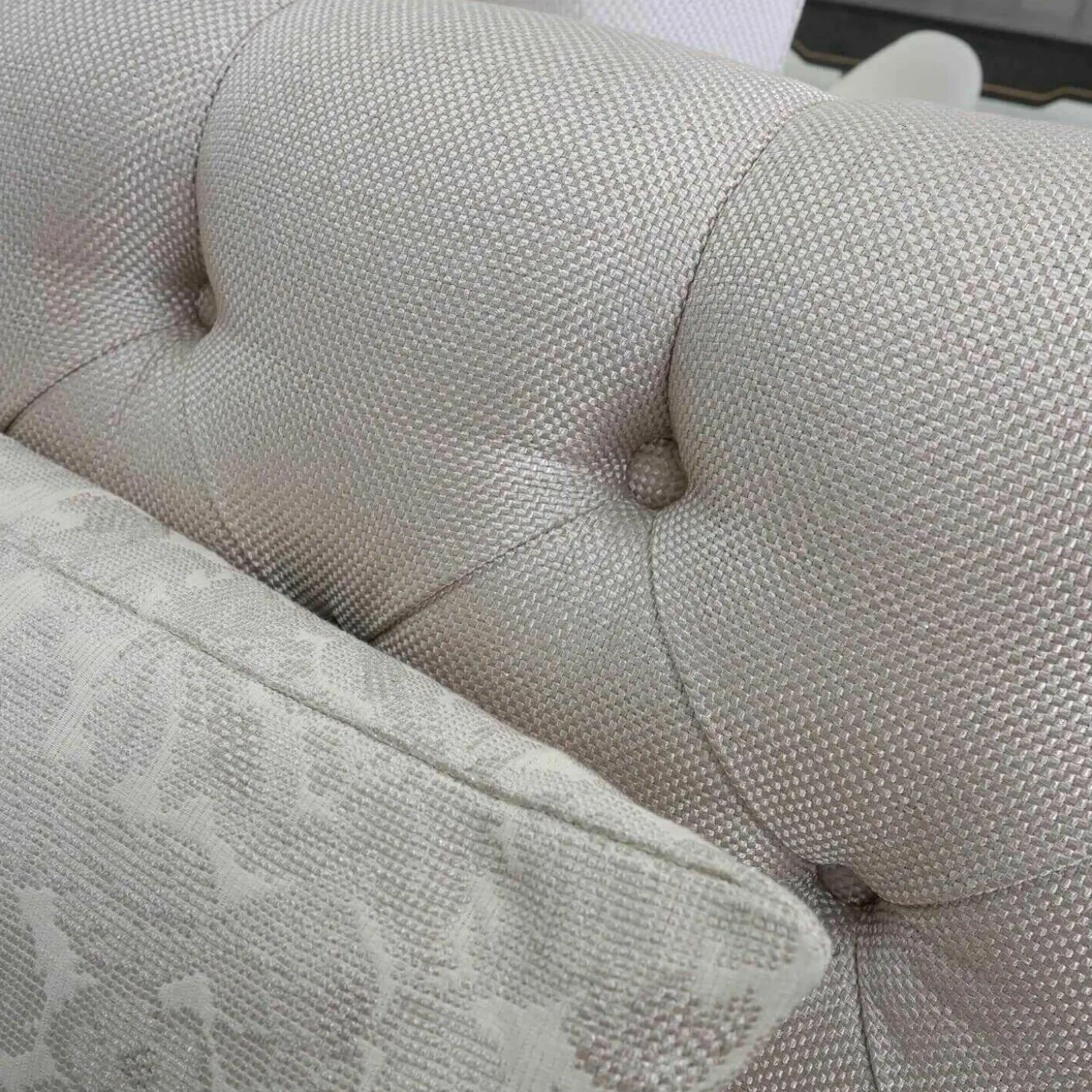 Sofa Passion Mit Heftung Musterstoff A 105 Mit 3 Kissen Grau