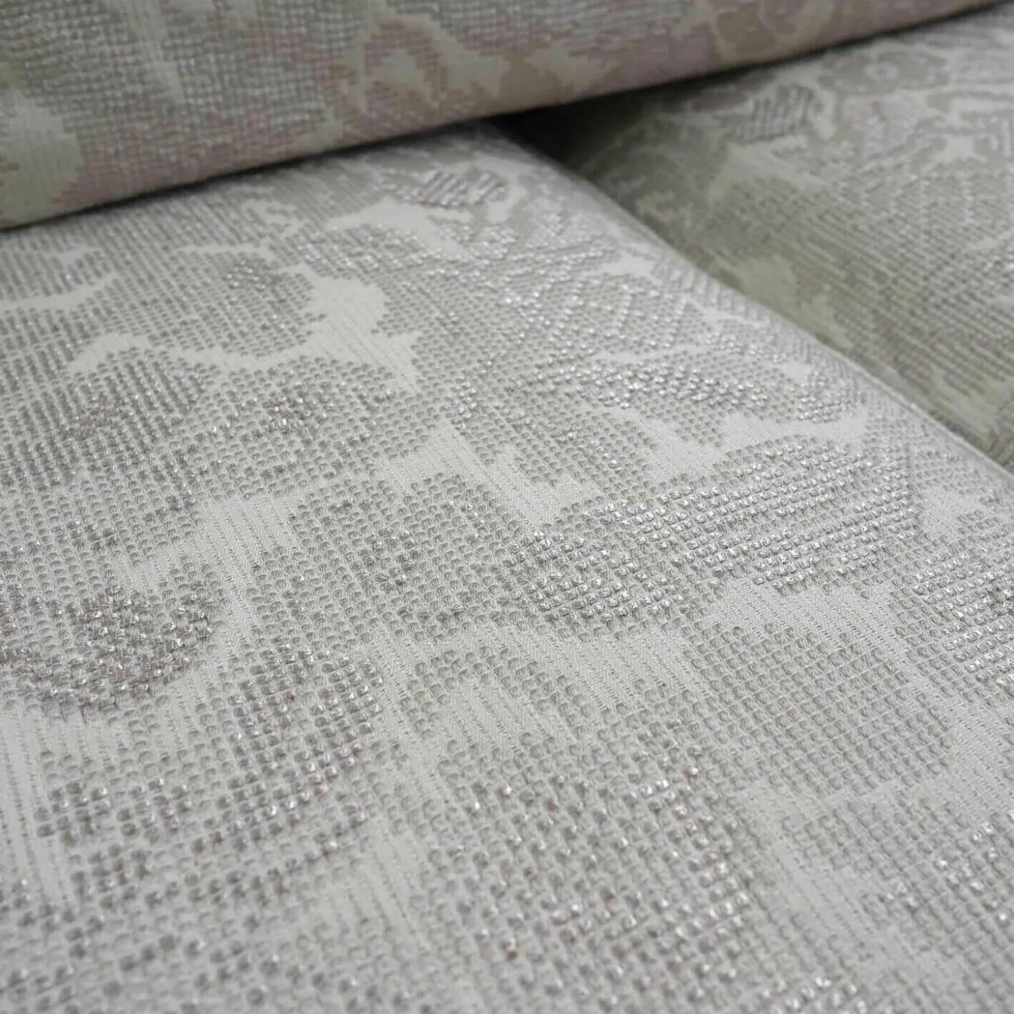 Sofa Passion Mit Heftung Musterstoff A 105 Mit 3 Kissen Grau