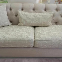 Sofa Passion Mit Heftung Musterstoff A 105 Mit 3 Kissen Grau