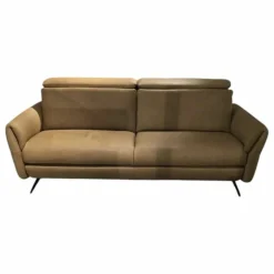 Sofa Penzin Leder Evita Honey Braun Gestell Metall Schwarz Matt Mit Kopfteilverstellung