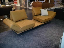 Sofa Phoenix Leder C-Revolution Mustard Plateau Wildeiche mit Drehstop