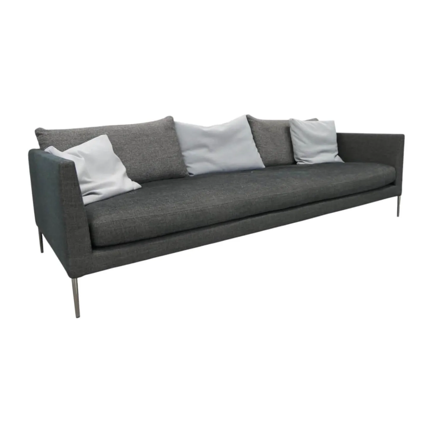 Sofa Pilotis Stoff 8161 Schwarz Braun Füße Schwarz Chrom Inklusive Rückenkissen